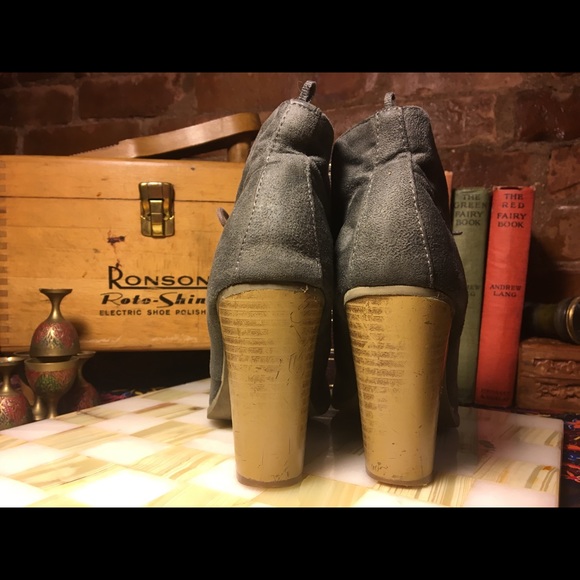 Charcoal lace up Faux Suede Ankle Boots 7 - Picture 4 of 6